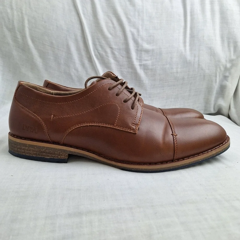 Shoes Synthetic Leather Freeman Brown 10.5W Cap Toe Oxford Layton Mens F220088